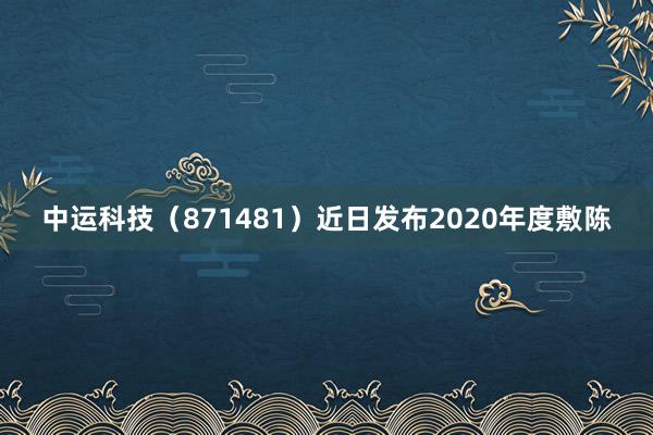 中运科技（871481）近日发布2020年度敷陈